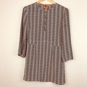 TORY BURCH Silk Animal Print Tunic Brown/Cream